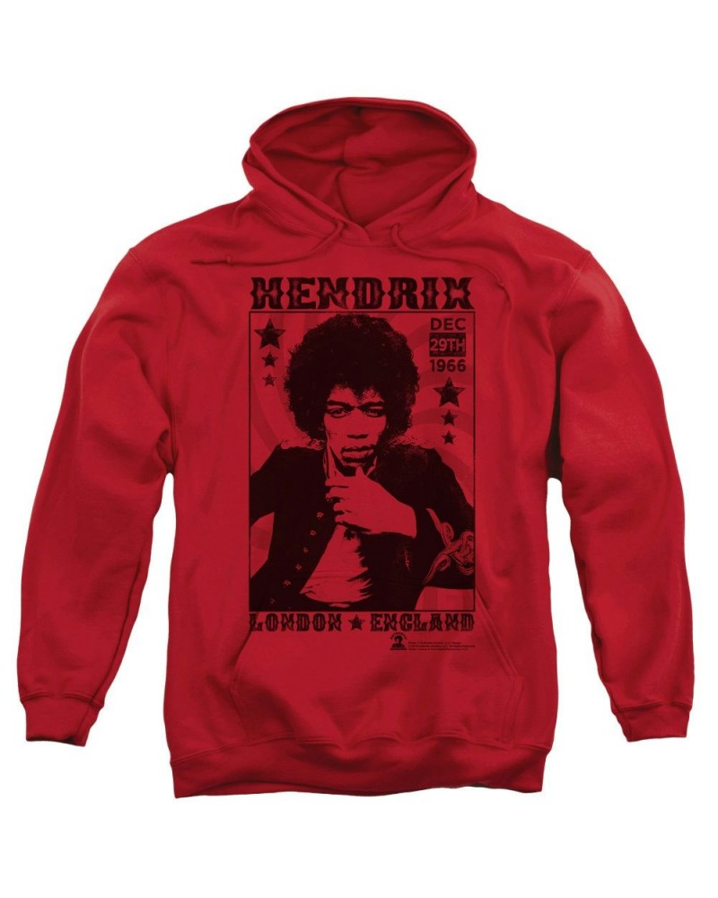 Jimi Hendrix London 1966 Red Pullover Hoodie $24.75 Sweatshirts