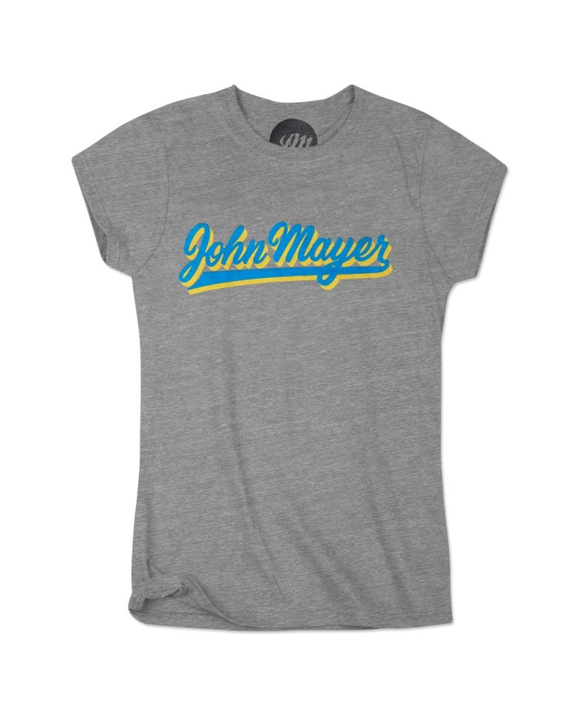 John Mayer Blue and Yellow Script Womens T-Shirt $2.15 Shirts