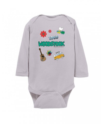 Woodstock Long Sleeve Bodysuit | Patches Design Bodysuit $8.82 Shirts