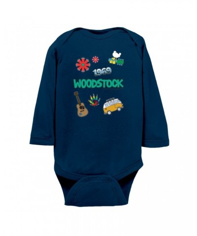 Woodstock Long Sleeve Bodysuit | Patches Design Bodysuit $8.82 Shirts