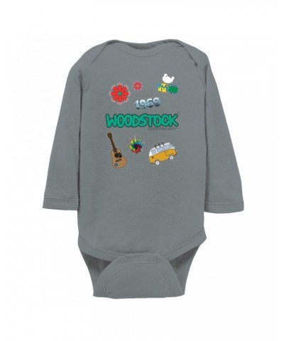 Woodstock Long Sleeve Bodysuit | Patches Design Bodysuit $8.82 Shirts