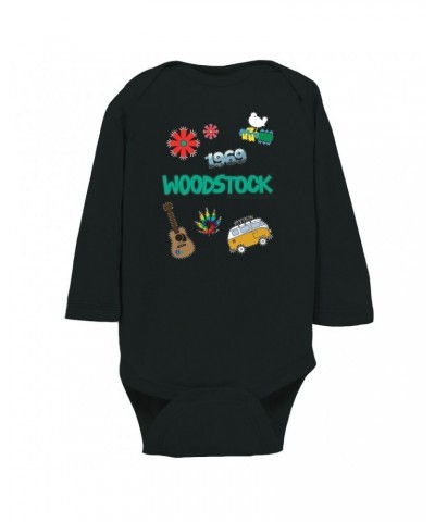 Woodstock Long Sleeve Bodysuit | Patches Design Bodysuit $8.82 Shirts