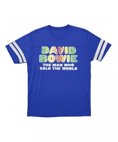 David Bowie T-Shirt | Rainbow Funky The Man Who Sold The World Logo Distressed Football Shirt $15.16 Shirts