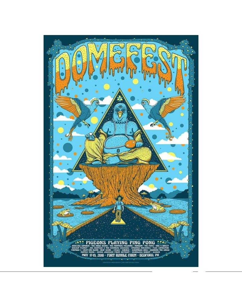 Pigeons Playing Ping Pong Domefest 2018 Poster $11.52 Decor