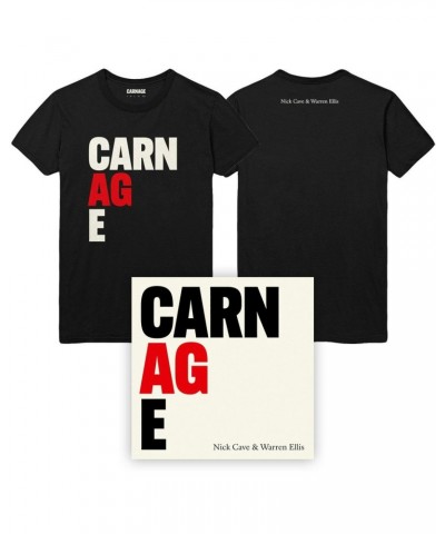 Nick Cave & Warren Ellis CARNAGE Black Tee & Album Bundle $21.36 Shirts