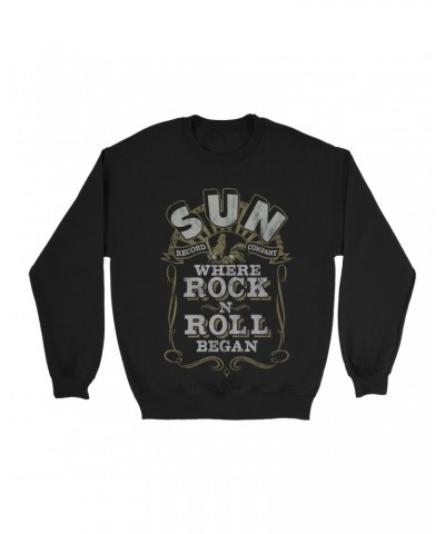 Sun Records Sweatshirt | Where Rock n Roll Began Filigree Design Distressed Sweatshirt $17.48 Sweatshirts