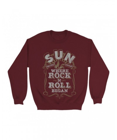 Sun Records Sweatshirt | Where Rock n Roll Began Filigree Design Distressed Sweatshirt $17.48 Sweatshirts