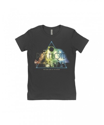 Pink Floyd Ladies' Boyfriend T-Shirt | Live Show Dark Side Of The Moon Photo Rainbow Design Shirt $8.98 Shirts