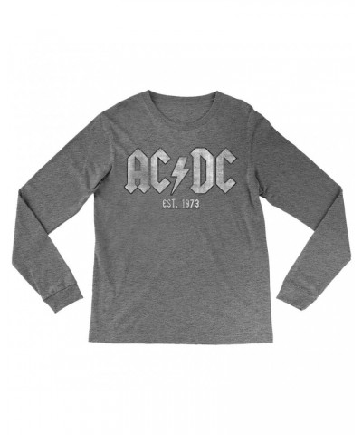 AC/DC Heather Long Sleeve Shirt | Est. 1973 Distressed Shirt $10.48 Shirts