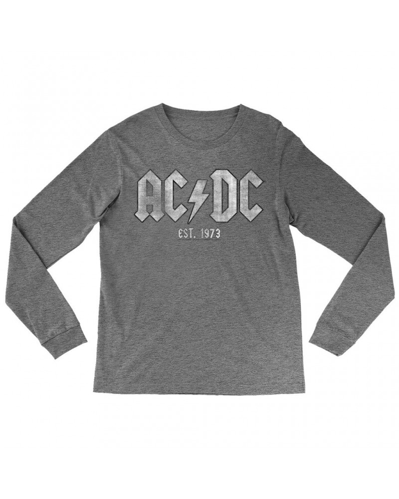 AC/DC Heather Long Sleeve Shirt | Est. 1973 Distressed Shirt $10.48 Shirts