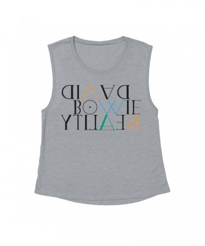 David Bowie Ladies' Muscle Tank Top | Reality Album Logo Shirt $16.48 Shirts