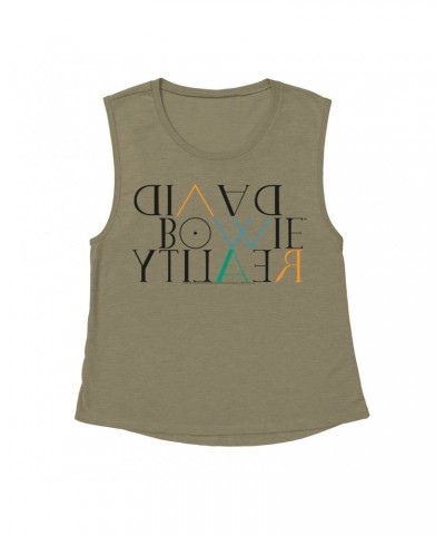 David Bowie Ladies' Muscle Tank Top | Reality Album Logo Shirt $16.48 Shirts