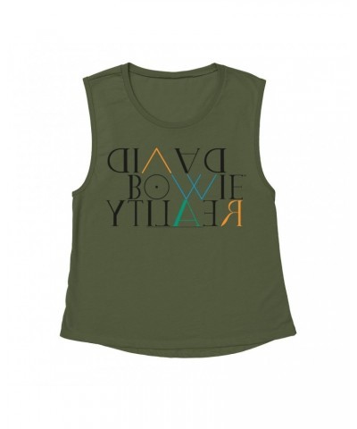 David Bowie Ladies' Muscle Tank Top | Reality Album Logo Shirt $16.48 Shirts