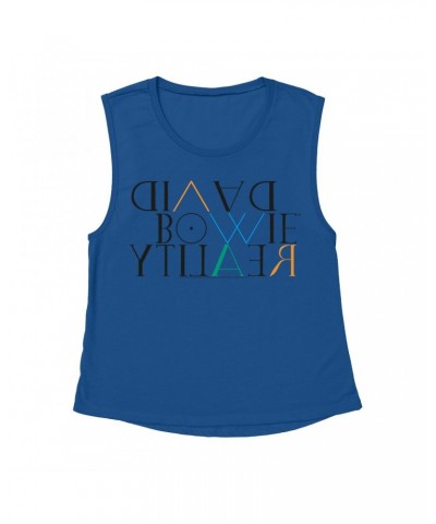 David Bowie Ladies' Muscle Tank Top | Reality Album Logo Shirt $16.48 Shirts