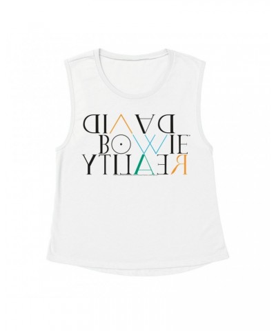 David Bowie Ladies' Muscle Tank Top | Reality Album Logo Shirt $16.48 Shirts