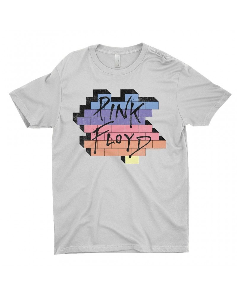 Pink Floyd T-Shirt | Another Brick In The Wall Rainbow Ombre Image Distressed Shirt $10.48 Shirts