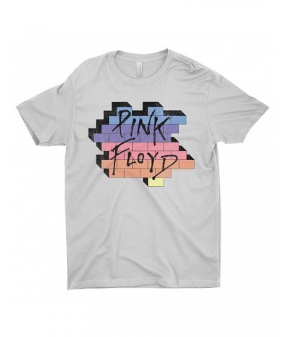 Pink Floyd T-Shirt | Another Brick In The Wall Rainbow Ombre Image Distressed Shirt $10.48 Shirts