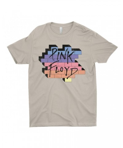 Pink Floyd T-Shirt | Another Brick In The Wall Rainbow Ombre Image Distressed Shirt $10.48 Shirts