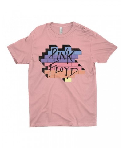 Pink Floyd T-Shirt | Another Brick In The Wall Rainbow Ombre Image Distressed Shirt $10.48 Shirts