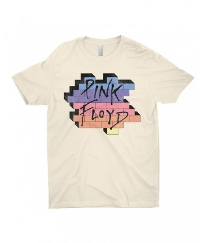 Pink Floyd T-Shirt | Another Brick In The Wall Rainbow Ombre Image Distressed Shirt $10.48 Shirts