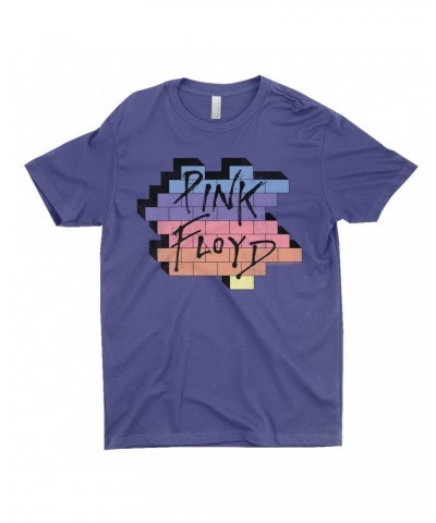 Pink Floyd T-Shirt | Another Brick In The Wall Rainbow Ombre Image Distressed Shirt $10.48 Shirts