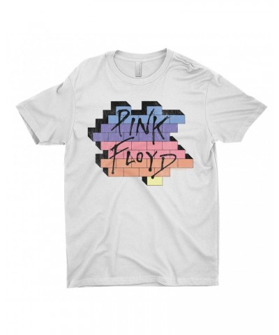 Pink Floyd T-Shirt | Another Brick In The Wall Rainbow Ombre Image Distressed Shirt $10.48 Shirts