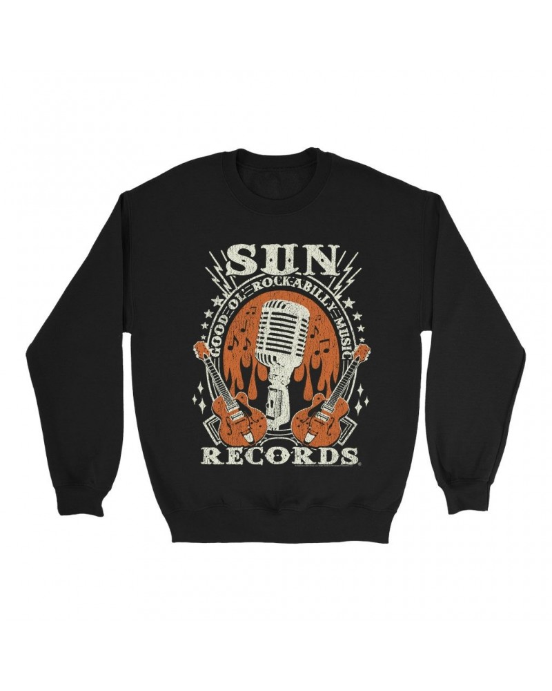 Sun Records Sweatshirt | Good Ol' Rockabilly Music Distressed Sweatshirt $11.88 Sweatshirts