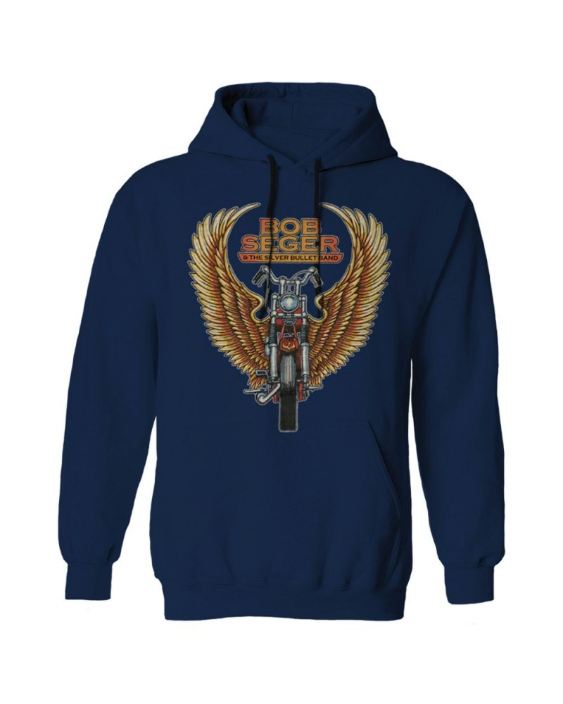 Bob Seger & The Silver Bullet Band Winged Motorcycle Pullover Hoodie $15.98 Sweatshirts