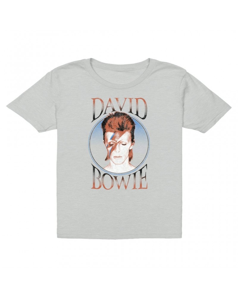 David Bowie Kids T-Shirt | Reissue Aladdin Sane Design Distressed Kids T-Shirt $7.49 Kids