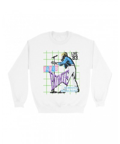 David Bowie Sweatshirt | LIVE In 1983 Serious Moonlight Sweatshirt $16.78 Sweatshirts