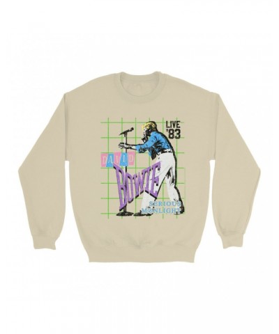 David Bowie Sweatshirt | LIVE In 1983 Serious Moonlight Sweatshirt $16.78 Sweatshirts