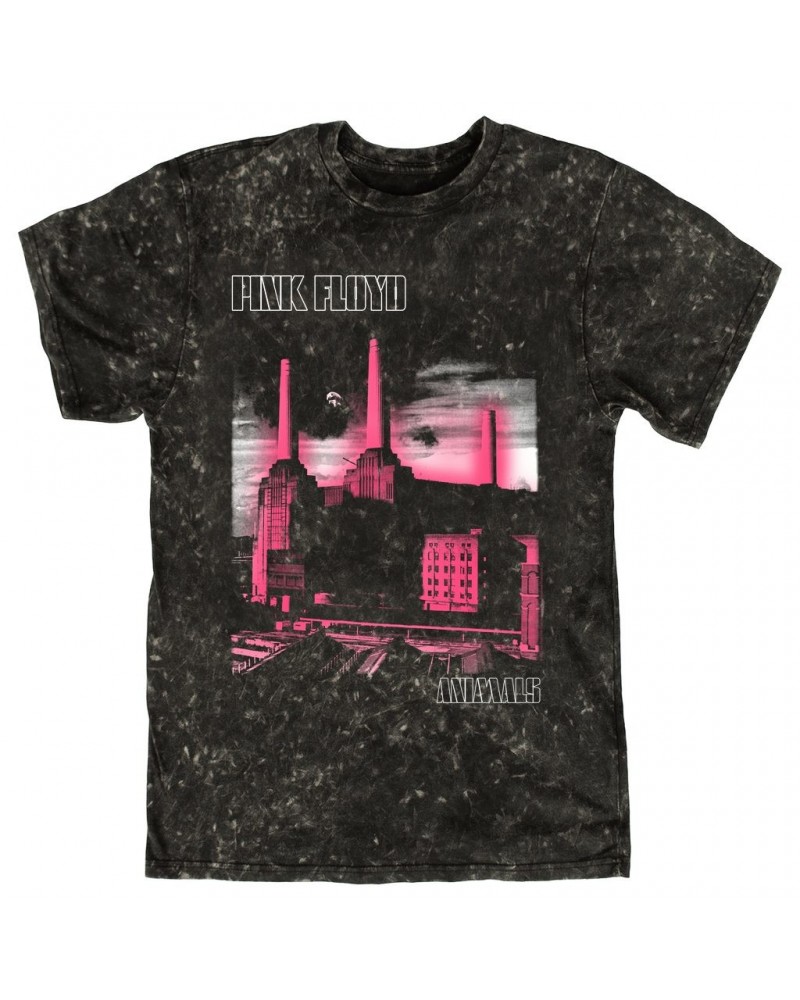 Pink Floyd T-shirt | Animals Album Pink Glow Mineral Wash Shirt $10.18 Shirts