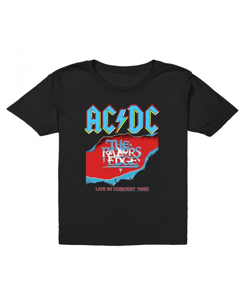 AC/DC Kids T-Shirt | Bold Primary Color Razors Edge Cover Design Kids T-Shirt $8.48 Kids