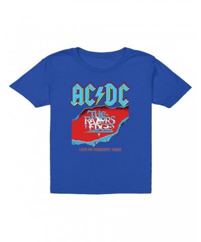 AC/DC Kids T-Shirt | Bold Primary Color Razors Edge Cover Design Kids T-Shirt $8.48 Kids