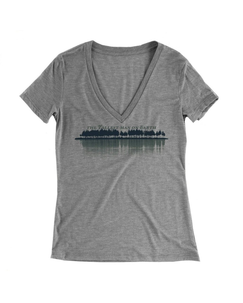 The Tallest Man On Earth Women's Treeline V-Neck T-Shirt - Tri-Blend Grey $4.80 Shirts