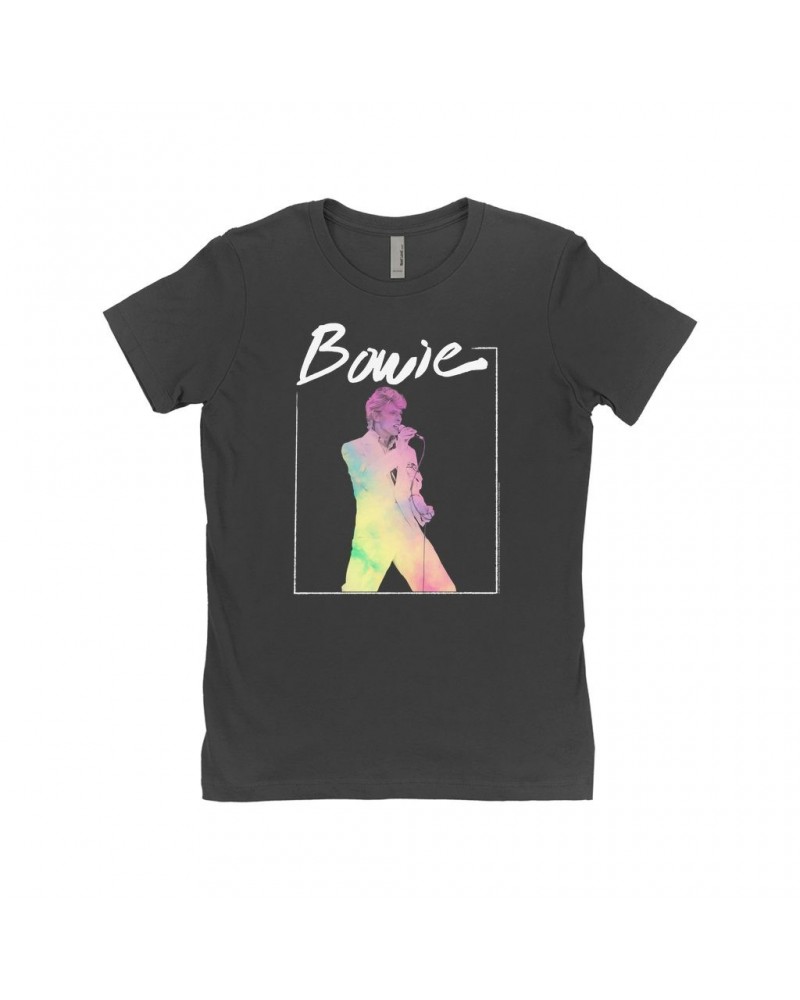 David Bowie Ladies' Boyfriend T-Shirt | Bowie 1983 Concert In Pastels Shirt $9.98 Shirts