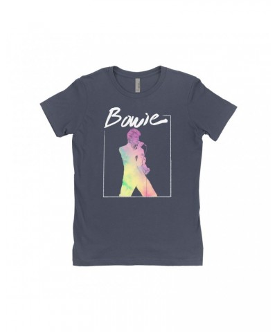 David Bowie Ladies' Boyfriend T-Shirt | Bowie 1983 Concert In Pastels Shirt $9.98 Shirts