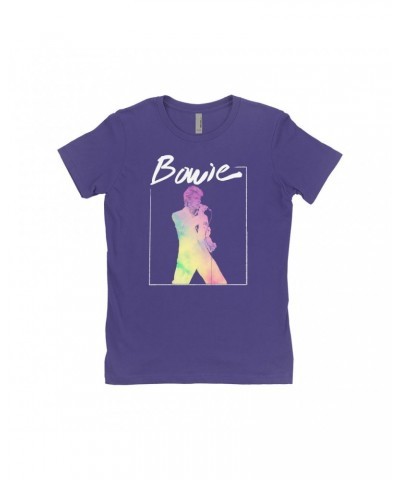 David Bowie Ladies' Boyfriend T-Shirt | Bowie 1983 Concert In Pastels Shirt $9.98 Shirts