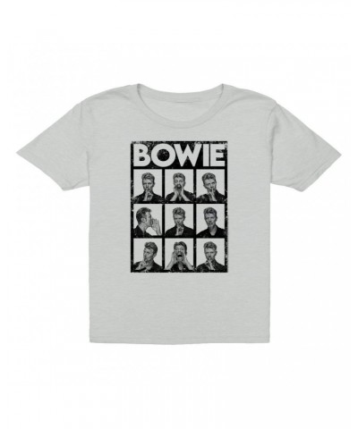 David Bowie Kids T-Shirt | Black And White Photo Shoot Collage Design Distressed Kids T-Shirt $9.98 Kids