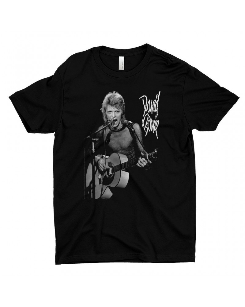 David Bowie T-Shirt | Mick Rock Photo In Concert Shirt $11.23 Shirts