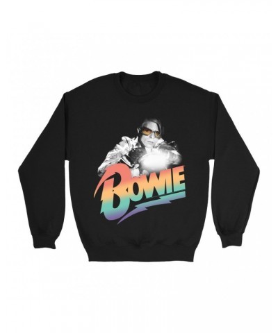 David Bowie Sweatshirt | Colorful Ombre Motorcycle Image Sweatshirt $10.83 Sweatshirts