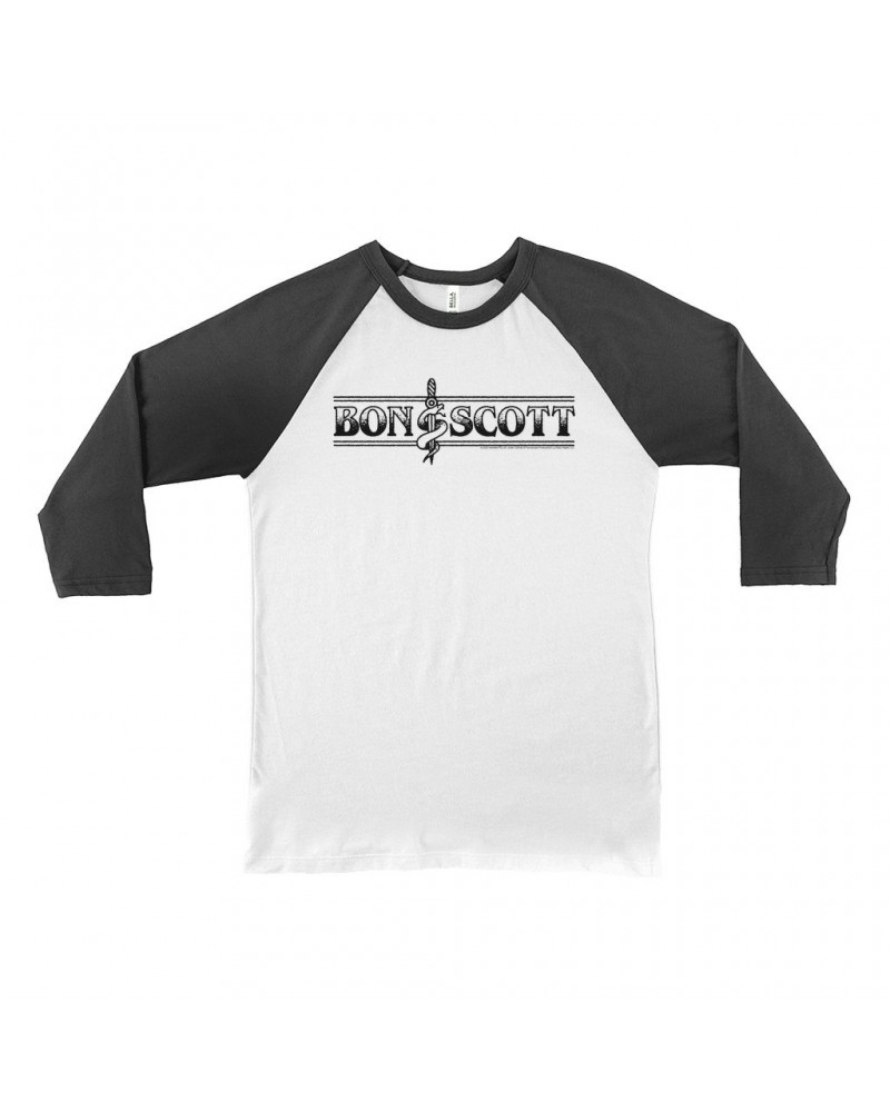 Bon Scott 3/4 Sleeve Baseball Tee | Bon Dagger And Snake Sailor Style Shirt $14.68 Shirts