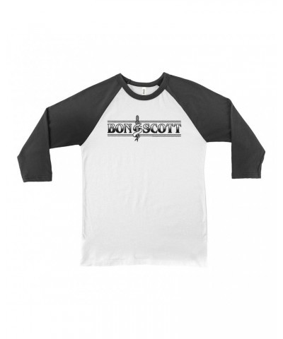 Bon Scott 3/4 Sleeve Baseball Tee | Bon Dagger And Snake Sailor Style Shirt $14.68 Shirts