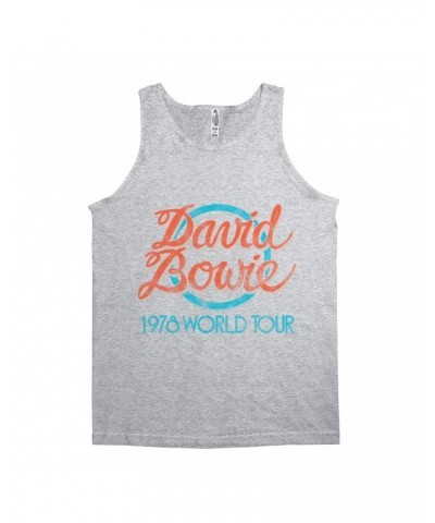 David Bowie Unisex Tank Top | Turquoise 1978 World Tour Distressed Shirt $8.98 Shirts